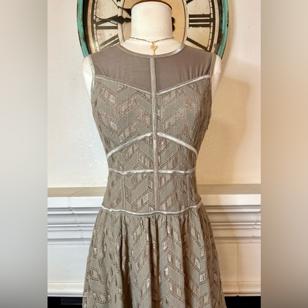 Of Two Minds Adorable Tan Lace Dress